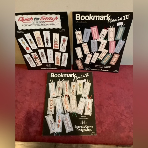 3 Vintage Counted Cross Stitch Book Mark design books, funny,sensitive & nature - Picture 1 of 5